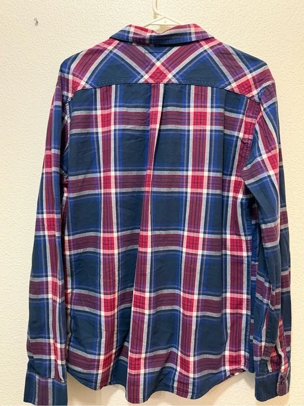 Levi's red and blue plaid button down, long sleeve, men's medium
